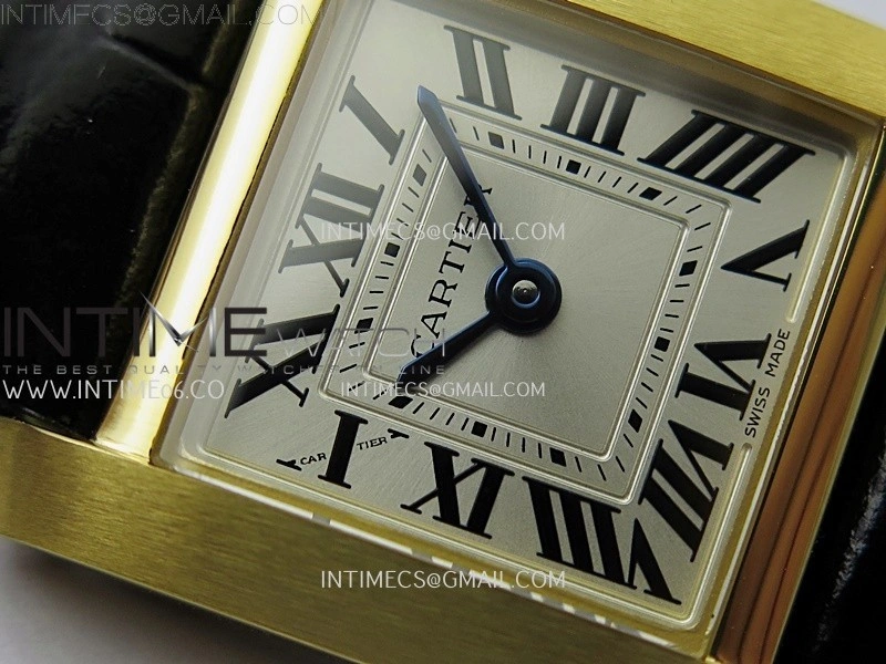 Tank Francaise Ladies 21.2mm YG 8848F 1:1 Best Edition Silver Dial on Black Leather Strap Ronda Quartz V2